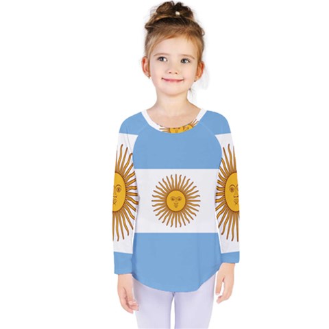 Argentina Flag Kids  Long Sleeve Tee by FlagGallery