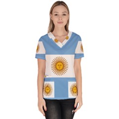 Argentina Flag Women s V-neck Scrub Top by FlagGallery