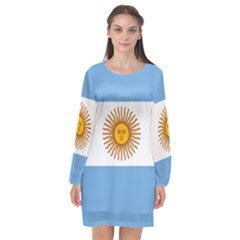 Argentina Flag Long Sleeve Chiffon Shift Dress  by FlagGallery