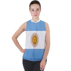 Argentina Flag Mock Neck Chiffon Sleeveless Top by FlagGallery