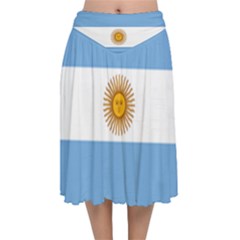 Argentina Flag Velvet Flared Midi Skirt by FlagGallery