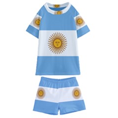 Argentina Flag Kids  Swim Tee And Shorts Set by FlagGallery