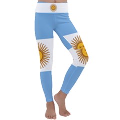 Argentina Flag Kids  Lightweight Velour Classic Yoga Leggings by FlagGallery