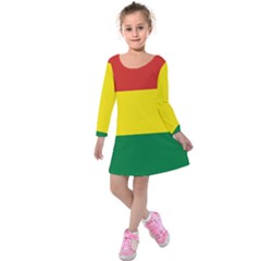 Bolivia Flag Kids  Long Sleeve Velvet Dress by FlagGallery