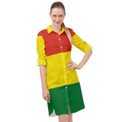 Bolivia Flag Long Sleeve Mini Shirt Dress by FlagGallery