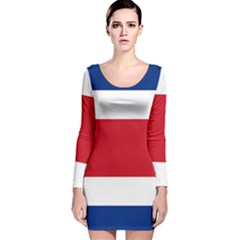 Costa Rica Flag Long Sleeve Velvet Bodycon Dress by FlagGallery