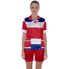 Costa Rica Flag Satin Short Sleeve Pyjamas Set by FlagGallery