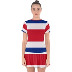 Costa Rica Flag Drop Hem Mini Chiffon Dress by FlagGallery