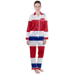 Costa Rica Flag Satin Long Sleeve Pyjamas Set by FlagGallery