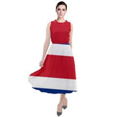 Costa Rica Flag Round Neck Boho Dress