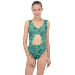 Sea Green Mermaid Scales Center Cut Out Swimsuit by VeataAtticus