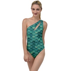 Sea Green Mermaid Scales To One Side Swimsuit by VeataAtticus