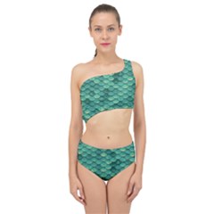 Sea Green Mermaid Scales Spliced Up Two Piece Swimsuit by VeataAtticus