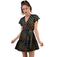 Wallpaper Background Colors Neon Flutter Sleeve Wrap Dress