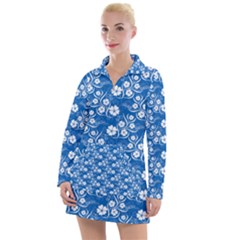 Wallpaper Background Blue Colors Women s Long Sleeve Casual Dress