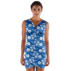 Wallpaper Background Blue Colors Wrap Front Bodycon Dress by Pakrebo