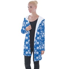 Wallpaper Background Blue Colors Longline Hooded Cardigan by Pakrebo