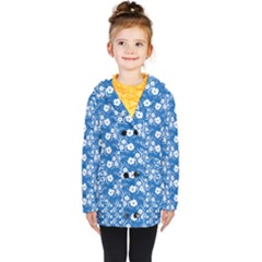 Wallpaper Background Blue Colors Kids  Double Breasted Button Coat by Pakrebo