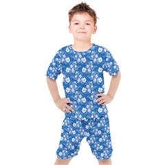 Wallpaper Background Blue Colors Kids  Tee And Shorts Set by Pakrebo