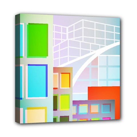 City Modern Business Skyscrapers Mini Canvas 8  X 8  (stretched) by Pakrebo