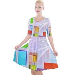 City Modern Business Skyscrapers Quarter Sleeve A-line Dress by Pakrebo