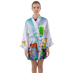 City Modern Business Skyscrapers Long Sleeve Kimono Robe by Pakrebo