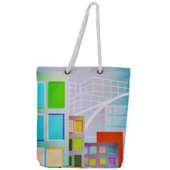 City Modern Business Skyscrapers Full Print Rope Handle Tote (large) by Pakrebo