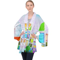 City Modern Business Skyscrapers Velvet Kimono Robe by Pakrebo