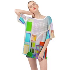 City Modern Business Skyscrapers Oversized Chiffon Top