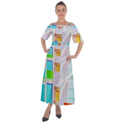 City Modern Business Skyscrapers Shoulder Straps Boho Maxi Dress 