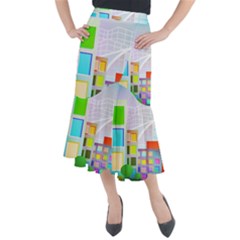 City Modern Business Skyscrapers Midi Mermaid Skirt