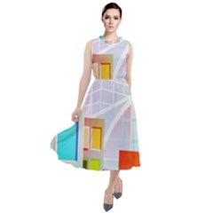 City Modern Business Skyscrapers Round Neck Boho Dress