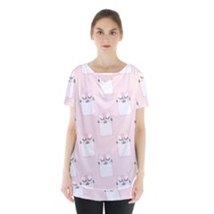 Pattern Pink Cute Sweet Fur Cats Skirt Hem Sports Top by Pakrebo