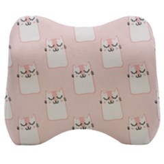 Pattern Pink Cute Sweet Fur Cats Velour Head Support Cushion by Pakrebo