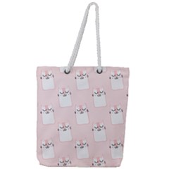 Pattern Pink Cute Sweet Fur Cats Full Print Rope Handle Tote (large) by Pakrebo