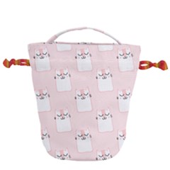 Pattern Pink Cute Sweet Fur Cats Drawstring Bucket Bag by Pakrebo