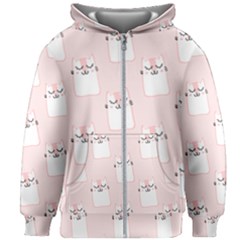 Pattern Pink Cute Sweet Fur Cats Kids  Zipper Hoodie Without Drawstring by Pakrebo