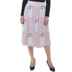 Pattern Pink Cute Sweet Fur Cats Classic Velour Midi Skirt  by Pakrebo