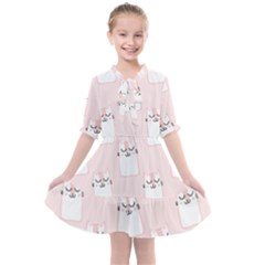 Pattern Pink Cute Sweet Fur Cats Kids  All Frills Chiffon Dress by Pakrebo