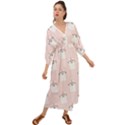 Pattern Pink Cute Sweet Fur Cats Grecian Style  Maxi Dress View1