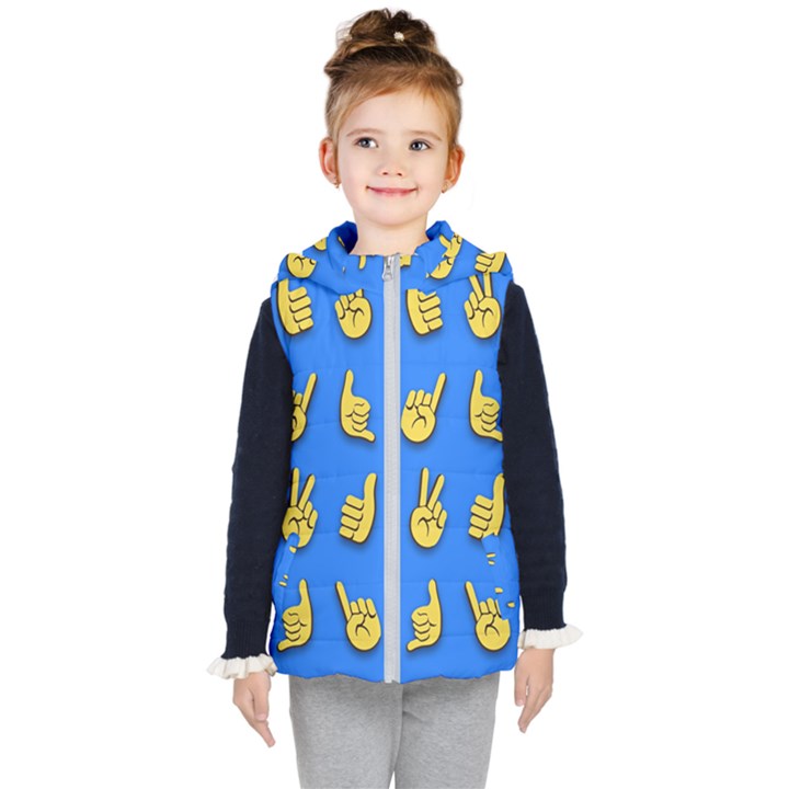 Emojis Hands Fingers Background Kids  Hooded Puffer Vest