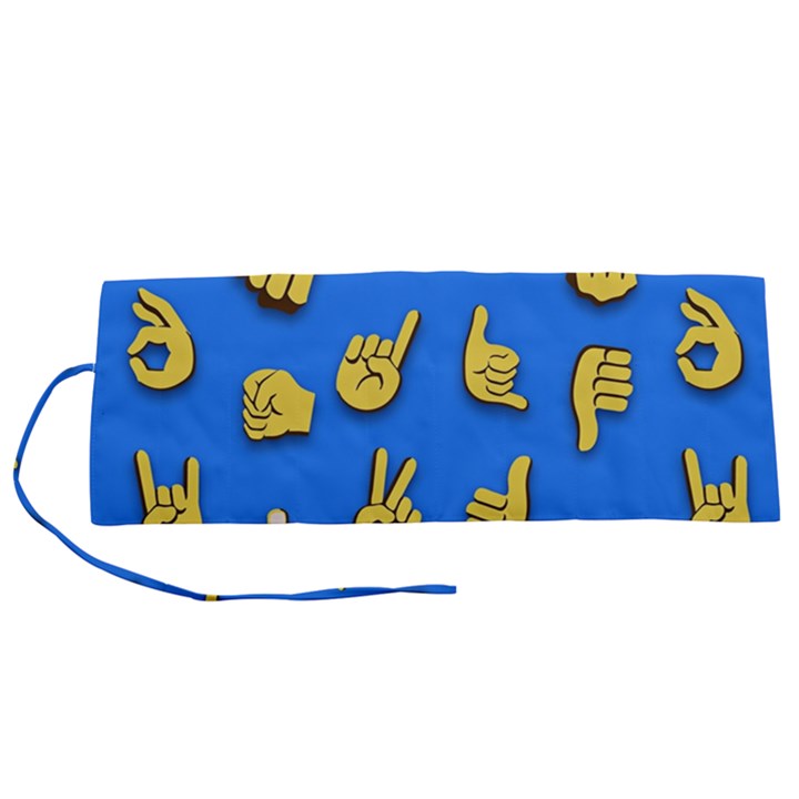 Emojis Hands Fingers Background Roll Up Canvas Pencil Holder (S)