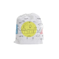 Urban City Skyline Sketch Drawstring Pouch (medium) by Pakrebo