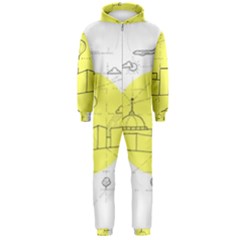 Urban City Skyline Sketch Hooded Jumpsuit (men)  by Pakrebo