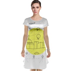 Urban City Skyline Sketch Cap Sleeve Nightdress by Pakrebo