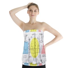 Urban City Skyline Sketch Strapless Top by Pakrebo