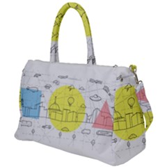 Urban City Skyline Sketch Duffel Travel Bag by Pakrebo