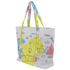 Urban City Skyline Sketch Zip Up Canvas Bag by Pakrebo