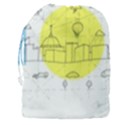 Urban City Skyline Sketch Drawstring Pouch (XXXL) View2