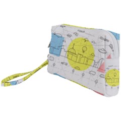 Urban City Skyline Sketch Wristlet Pouch Bag (small)